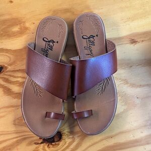 Jellypop Women's Brown Slip On Slide Sandals Size 7